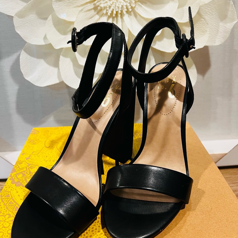 Mix No. 6, black strap heels